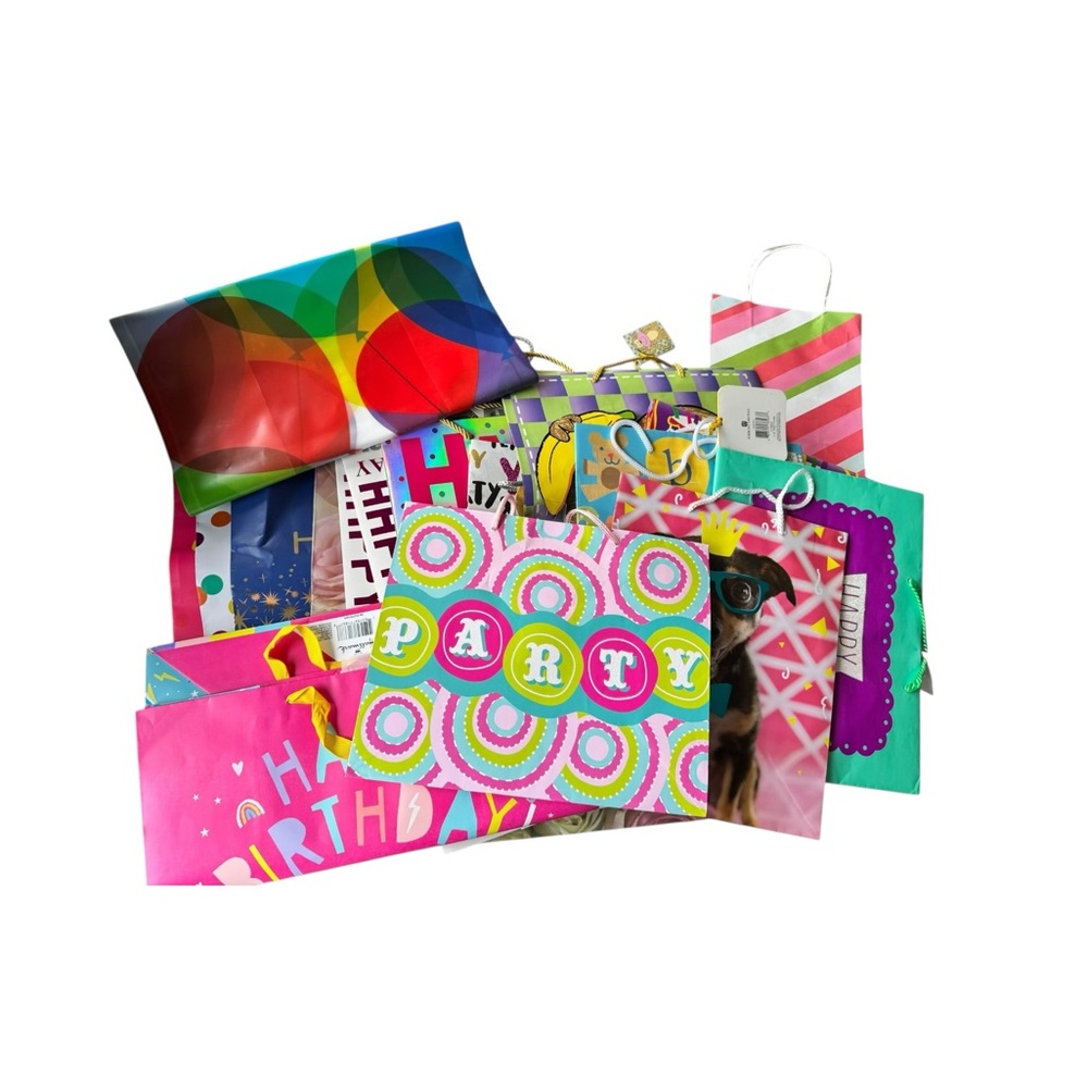 Colorful Gift Bags Set All Sizes - Over 25!